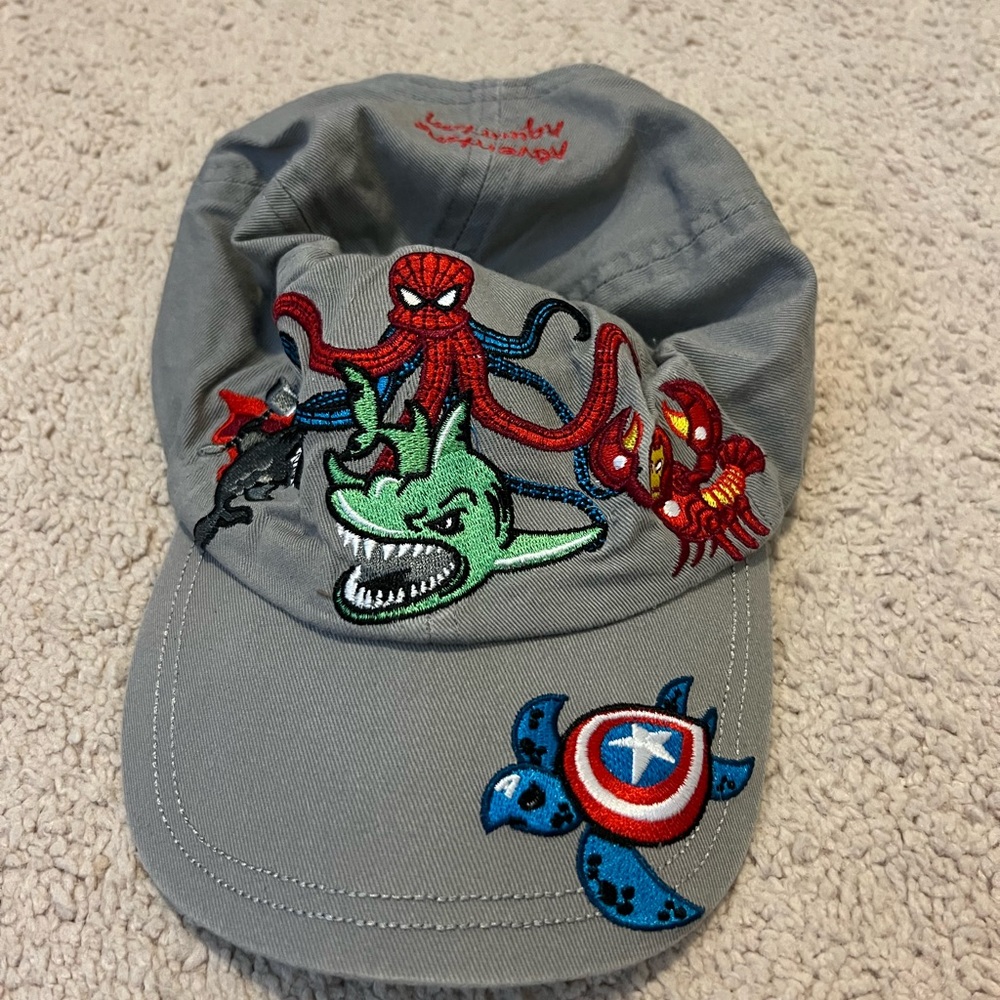 Gray Kids Hat with Embroidered Characters